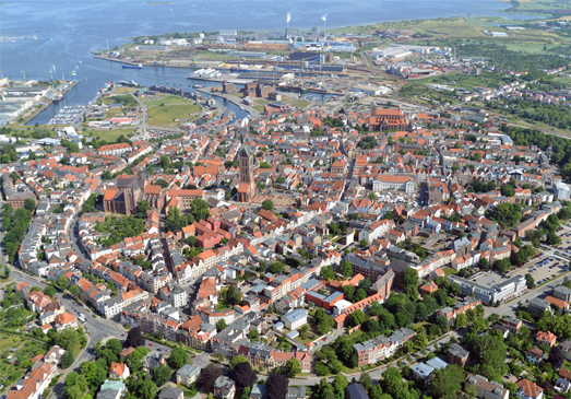 Aerial view of the Historic Centre of Wismar